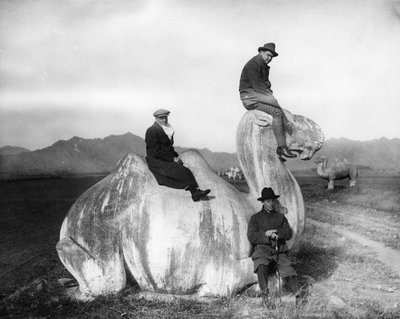 The Grant Brothers Posing on the Sacred Path to the Tomb of the Ming Emperor Hongwu at Nanjing, China by English Photographer
